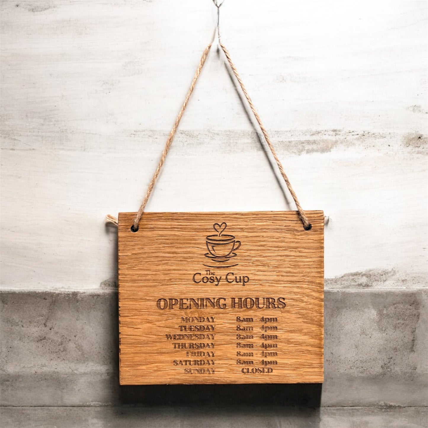 Personalised Wooden Opening Hours Sign