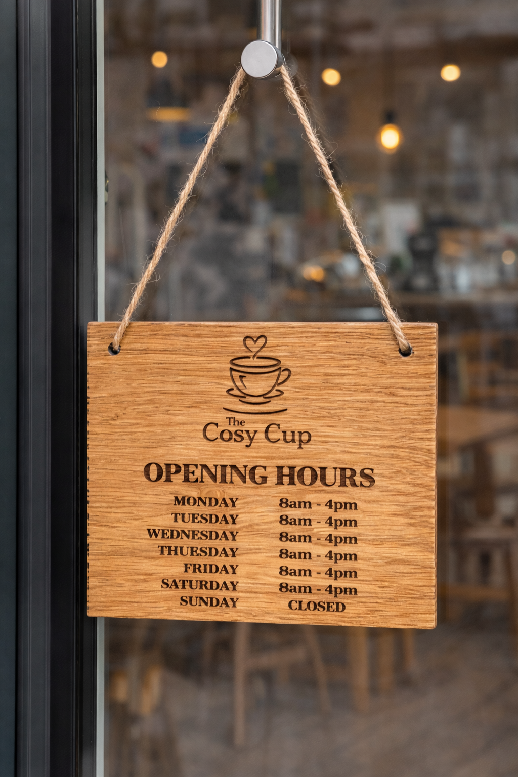 Personalised Wooden Opening Hours Sign