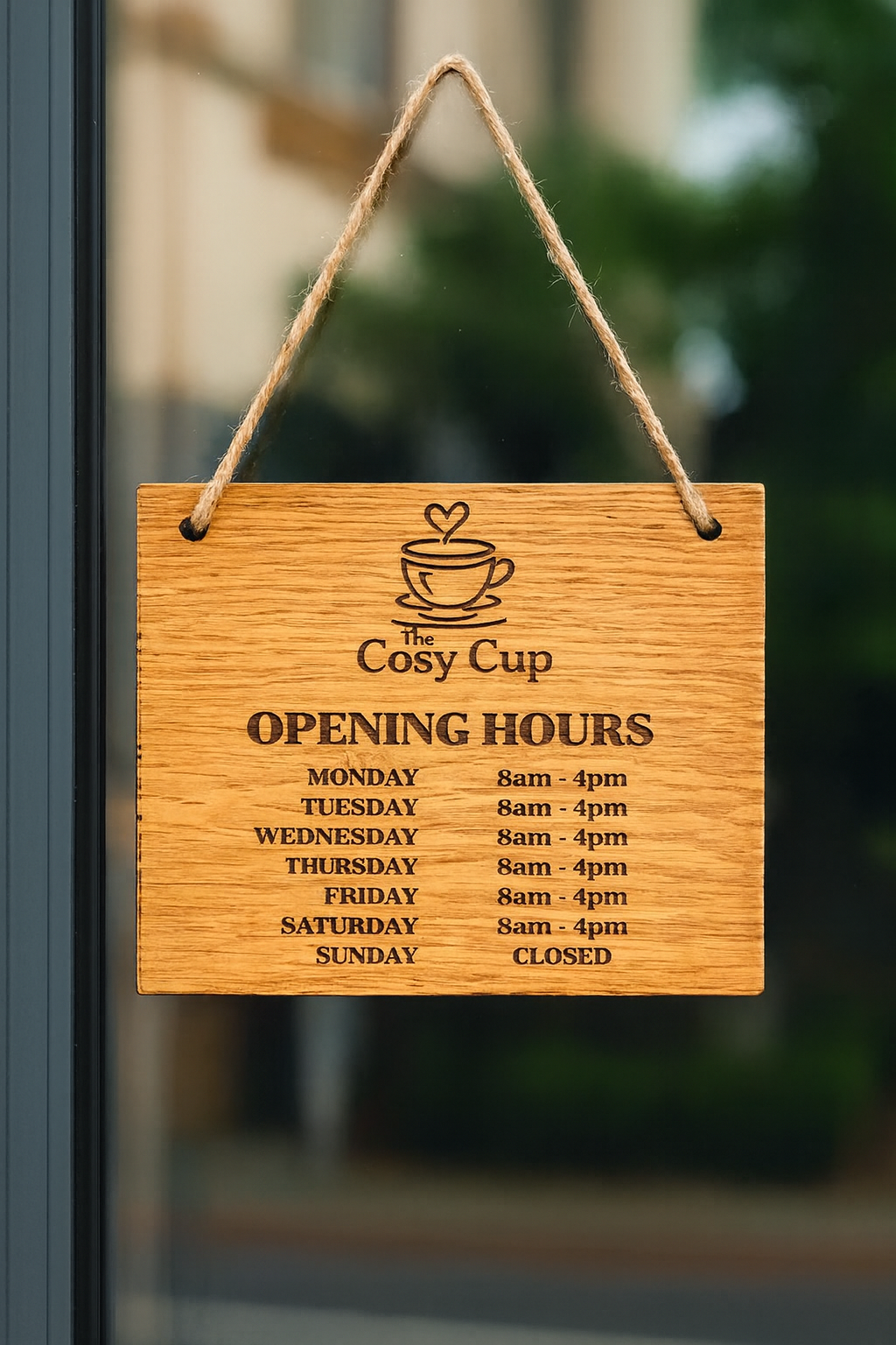 Personalised Wooden Opening Hours Sign